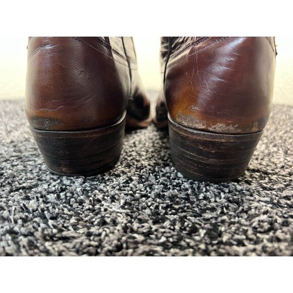 Vintage Dan Post Mens Size 10B Brown Spanish Leather Western Cowboy Rodeo Boots - Picture 10 of 16